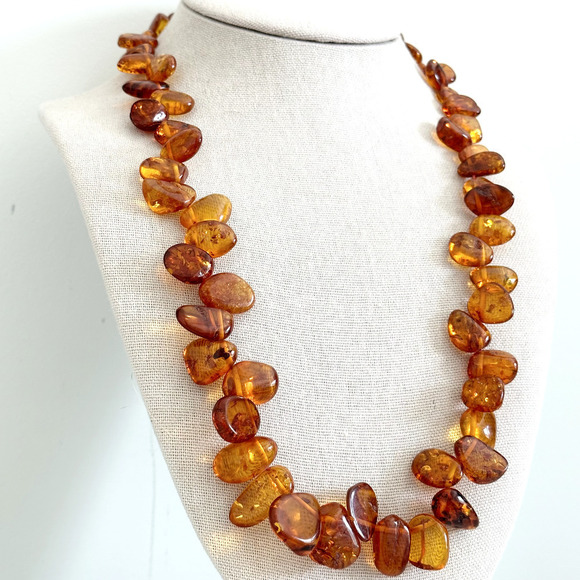 Vintage Natural Baltic Amber Gemstone Graduated Long Beaded Necklace 24" - Picture 3 of 13